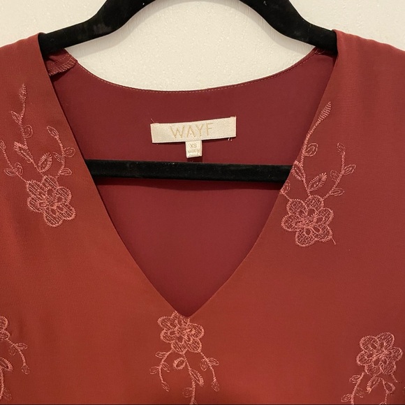 Embroidered Burgundy Tunic Dress - Picture 5 of 6